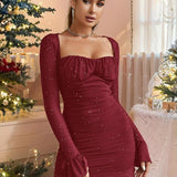 ELLIE™ - Elegant Glitter Mesh Bodycon Long Sleeve Party Dress