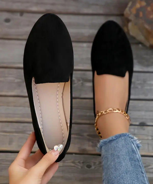 SHERNA™ - Women’s Solid Color Flats Soft Sole Pointed Toe Slip-On Shoes
