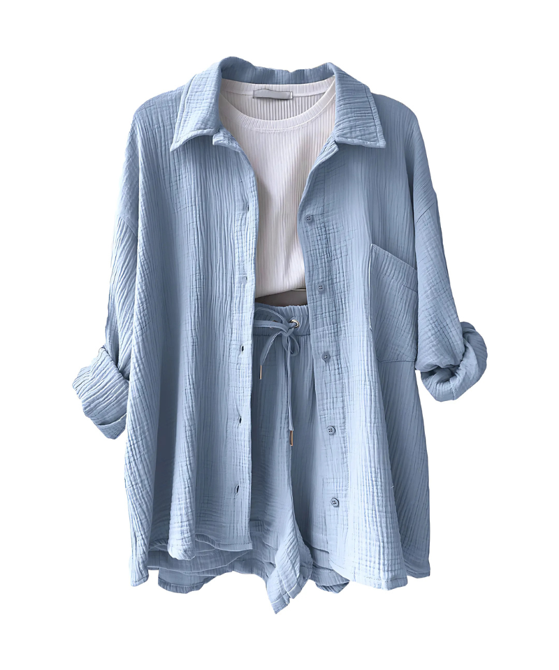 VERA™ – Modern Button-Up Shorts Set