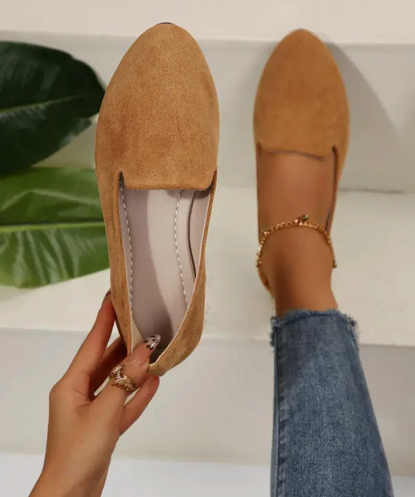 SHERNA™ - Women’s Solid Color Flats Soft Sole Pointed Toe Slip-On Shoes