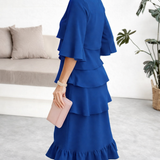 IRIS RUFFLE MIDI DRESS