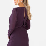 Maya Berry Floral Embroidered Long Sleeve Maxi Dress