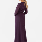 Maya Berry Floral Embroidered Long Sleeve Maxi Dress