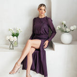 Maya Berry Floral Embroidered Long Sleeve Maxi Dress