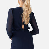 Maya Navy Floral Embroidered Long Sleeve Maxi Dress