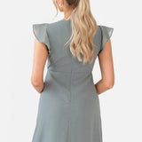 Maya Misty Green Embellished V Neck Ruffle Maxi Dress