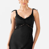 Maya Black Tie-Shoulder Strappy Satin Midaxi Dress
