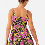 Maya Floral Jacquard Strappy Square Neck Midi Dress with Pockets