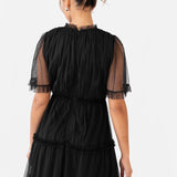 Anaya with Love Black Keyhole Detail Short Sleeve Frill Midaxi Dress