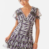Anaya With Love Recycled Floral Print Short Sleeve Gathered Mini Dress
