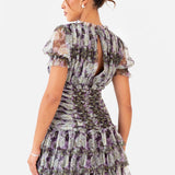 Anaya With Love Recycled Floral Print Short Sleeve Gathered Mini Dress