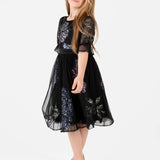 Mini Maya Black Floral Embellished Midi Dress