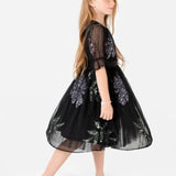 Mini Maya Black Floral Embellished Midi Dress