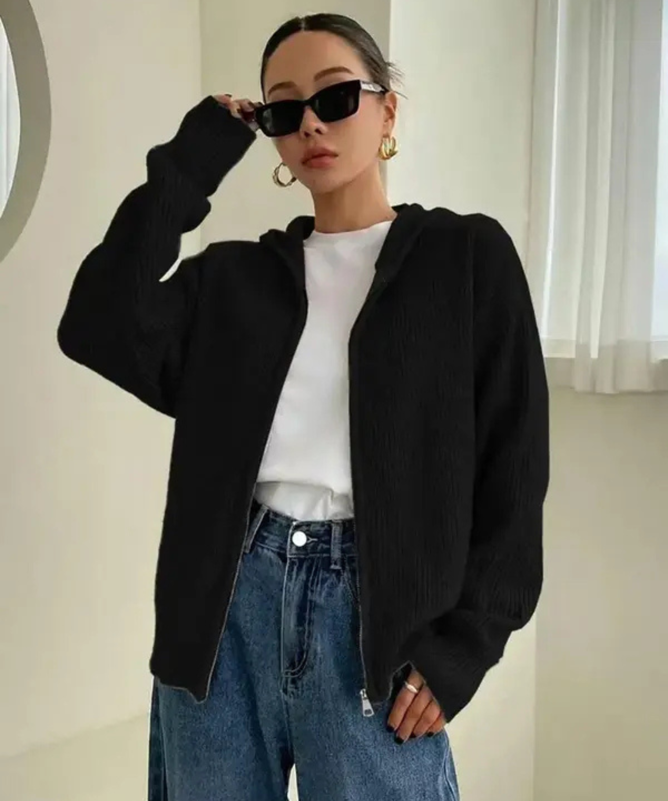 LARALI™ - Casual Zip-Up Hooded Long Sleeve Cardigan