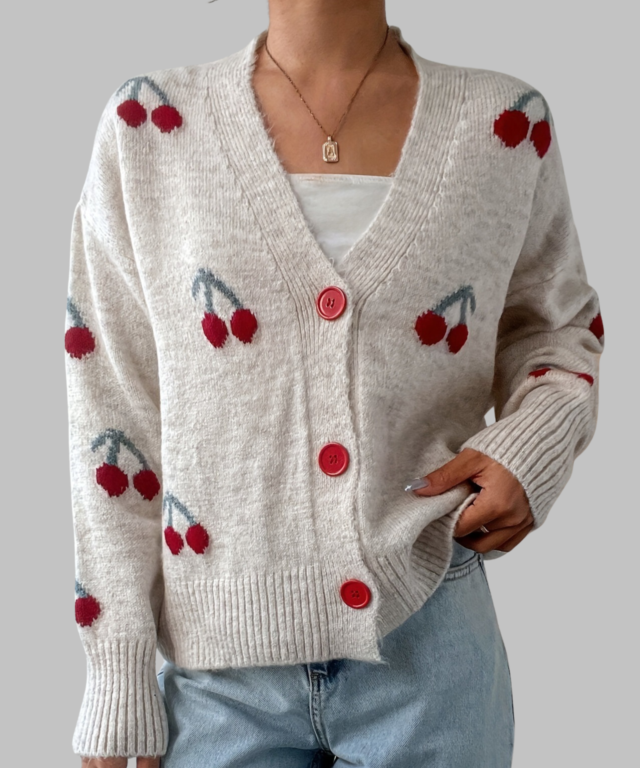 RASHA™ - Chic Button Front Long Sleeve Cardigan