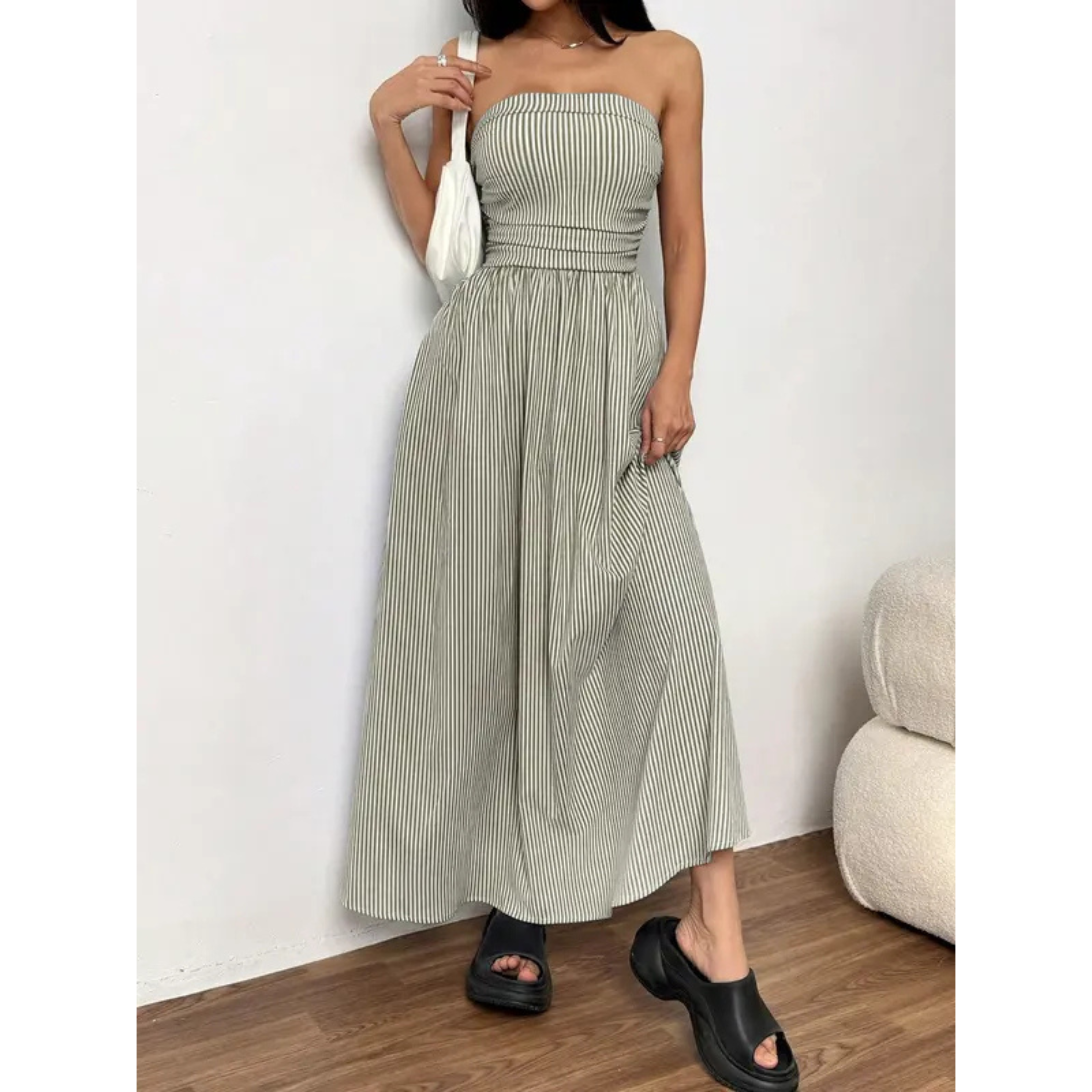 TRELLY™ – Classic Striped Summer Tube Maxi Dress