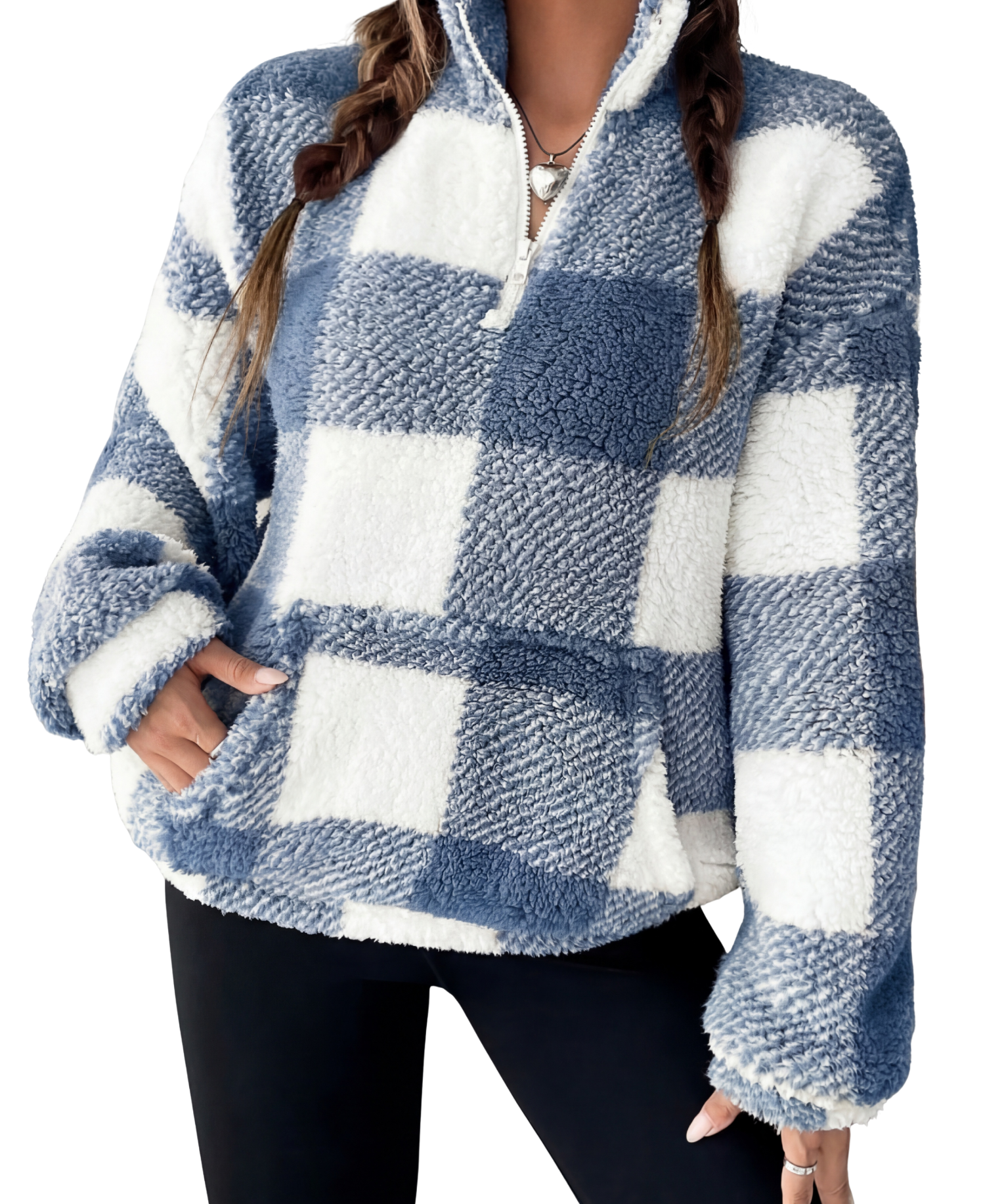 HILARY™ – Casual Plaid Half Zip Pullover