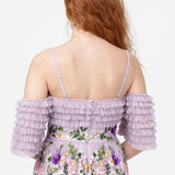Maya Lilac Floral Embroidered Ruffle Maxi Dress