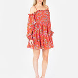 Anaya With Love Recycled Floral Print Bardot Long Sleeve Mini Dress