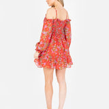 Anaya With Love Recycled Floral Print Bardot Long Sleeve Mini Dress