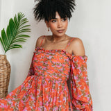 Anaya With Love Recycled Floral Print Bardot Long Sleeve Mini Dress