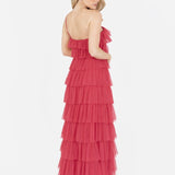 Anaya With Love Recycled Paradise Pink One Shoulder Tiered Ruffle Maxi Dress
