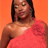 Anaya With Love Recycled Red Waterfall One Shoulder Maxi Dress