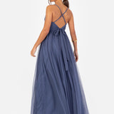 Anaya With Love Recycled Indigo Blue Cami Maxi Dress with Bow Detail