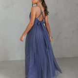 Anaya With Love Recycled Indigo Blue Cami Maxi Dress with Bow Detail