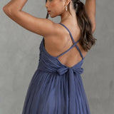 Anaya With Love Recycled Indigo Blue Cami Maxi Dress with Bow Detail