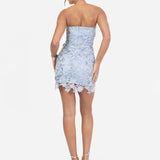 Maya Blue Floral Lace Bandeau Mini Dress