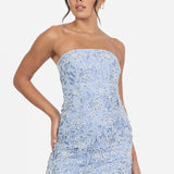 Maya Blue Floral Lace Bandeau Mini Dress