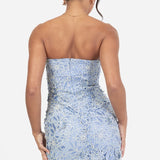 Maya Blue Floral Lace Bandeau Mini Dress