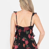 Anaya With Love Recycled Floral Strappy Black Maxi Dress with Ruffle Detail