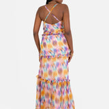 Anaya With Love Recycled Strappy Maxi Dress with Frill & Metallic Flock Detail