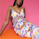 Anaya With Love Recycled Strappy Maxi Dress with Frill & Metallic Flock Detail