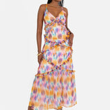 Anaya With Love Recycled Strappy Maxi Dress with Frill & Metallic Flock Detail