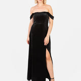 Maya Black Velvet Bardot Dress