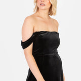 Maya Black Velvet Bardot Dress