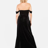 Maya Black Velvet Bardot Dress
