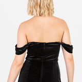 Maya Black Velvet Bardot Dress