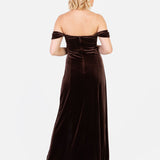 Maya Chocolate Velvet Bardot Dress