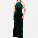 Maya Emerald Halter Neck Velvet Maxi Dress