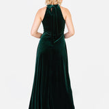 Maya Emerald Halter Neck Velvet Maxi Dress