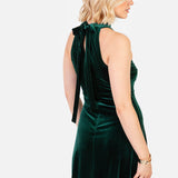 Maya Emerald Halter Neck Velvet Maxi Dress