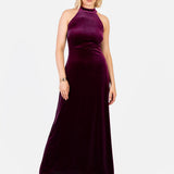 Maya Purple Halter Neck Velvet Maxi Dress
