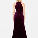 Maya Purple Halter Neck Velvet Maxi Dress