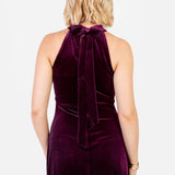 Maya Purple Halter Neck Velvet Maxi Dress