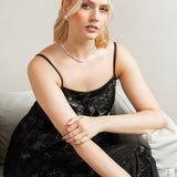 Maya Black 3D Floral Tiered Cami Midi Dress