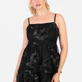 Maya Black 3D Floral Tiered Cami Midi Dress